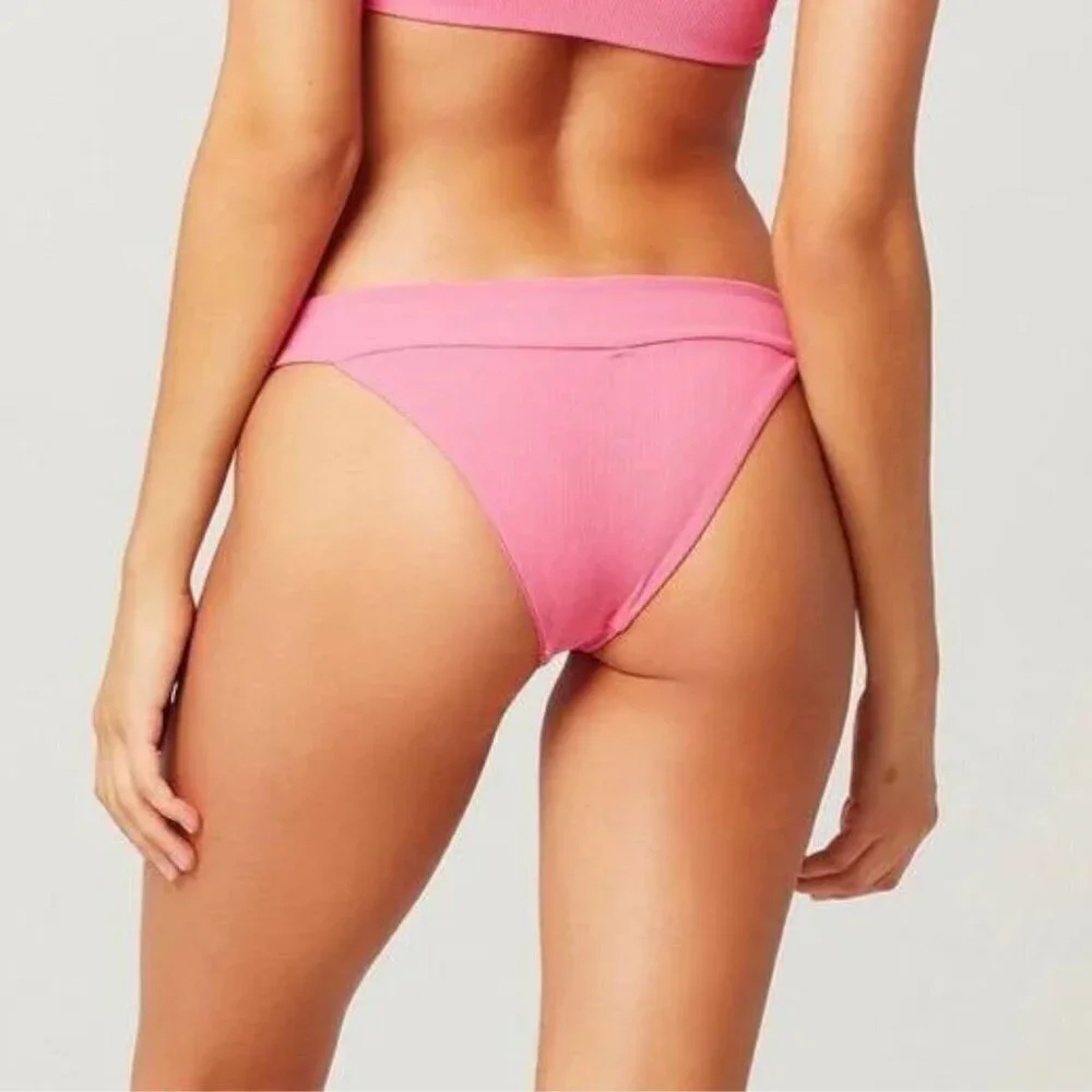 NWT l*space Veronica Solid Ribbed Classic Bikini Bottom in Bubblegum Pink Sz. S